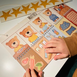 Rotafolio personalizado de rutina a la hora de acostarse, gráfico de tareas para niños, gráfico de rutina para niños pequeños, horario visual para niños pequeños, regalo personalizado para niños pequeños