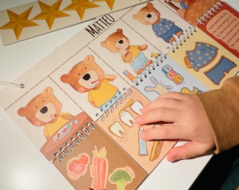 Personalized Toddler Bedtime Routine Flip Chart: Visual Schedule, Chore Chart