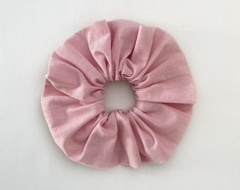 Maxi-scrunchie van roze katoenen popeline, oversized scrunchie met een diameter van ongeveer 13 cm, zorgvuldig met de hand genaaid, 100% katoen