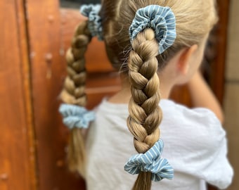 Mini-chouchou en coton rayé bleu et blanc