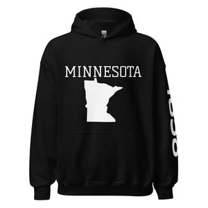 Minnesota State Unisex Hoodie- Women&#39;s MN Hoodie Sweatshirt- Gifts for Men, MN Hoodie-Christmas Gift for Minnesotan