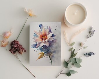 Watercolor Flowers Greeting Card Holiday Mother's Day Easter Card