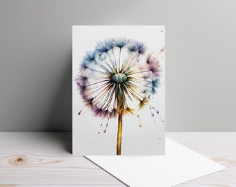 Watercolor Dandelion Greeting Card Holiday Mother's Day Easter Card