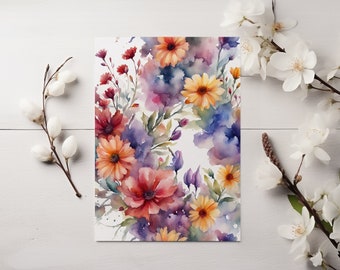 Watercolor Posies Flowers Greeting Card Holiday Mother's Day Easter Card