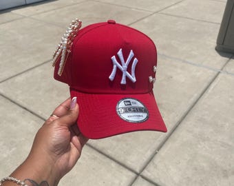 Fitted pet met pareljuwelen: basketbalhoed NY