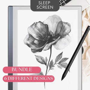 Sleep Screens For Remarkable 2, Paper Pro & Supernote | Watercolor Flower Suspended Screen PNG PDF Cover, Remarkable Templates 2025 + 2026