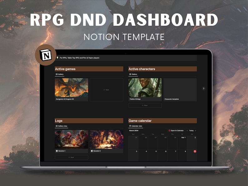 Dnd 5e Notion Template, Dnd Character Sheet Notion Dashboard, Digital Dnd 5e Notion Template, Dnd Character Sheet Notion Dashboard, Digital