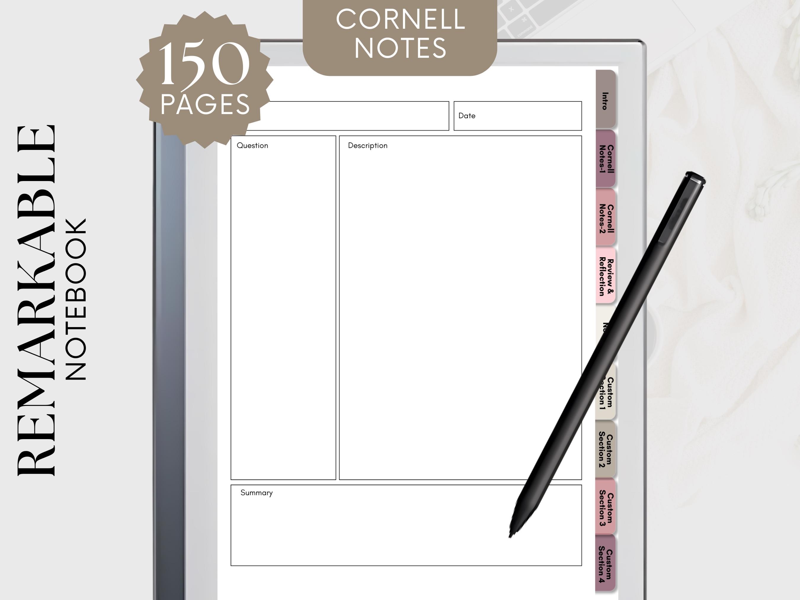 For Remarkable Paper Pro Templates Cornell Notes | Beige Minimalist ...