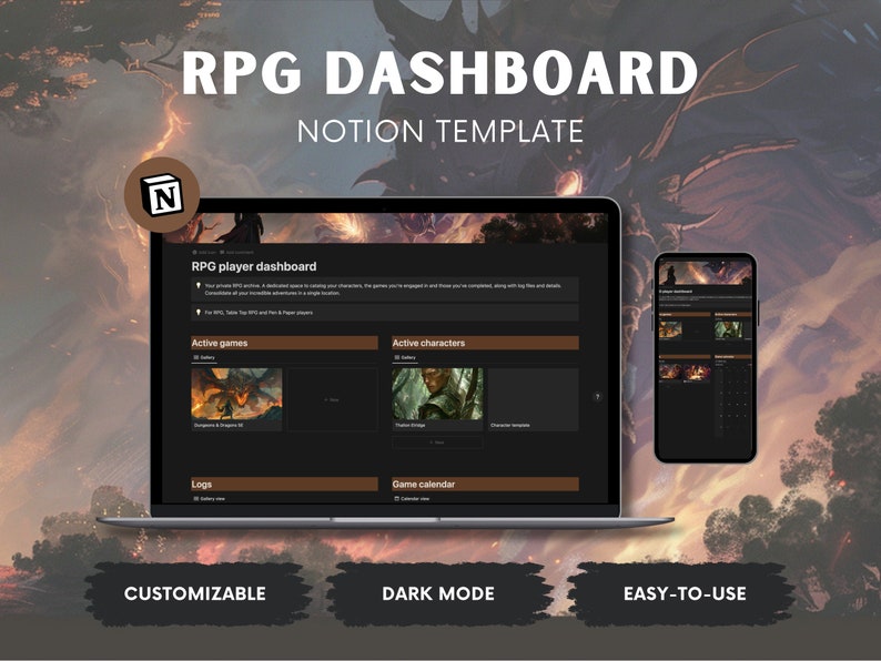Dnd 5e Notion Template, Dnd Character Sheet Notion Dashboard, Digital Dnd 5e Notion Template, Dnd Character Sheet Notion Dashboard, Digital
