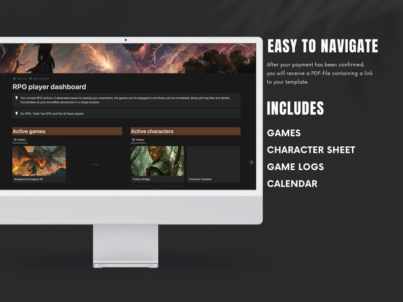 Dnd 5e Notion Template, Dnd Character Sheet Notion Dashboard, Digital Dnd 5e Notion Template, Dnd Character Sheet Notion Dashboard, Digital