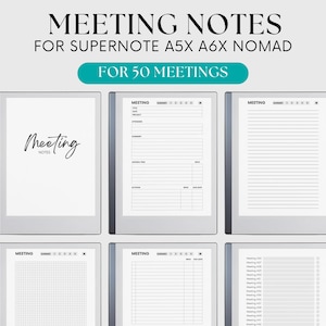 For Supernote Meeting Minutes Templates | Supernote A5x A6x Nomad Planner, Supernote Notebook, Hyperlinked Meeting Notes Productivity