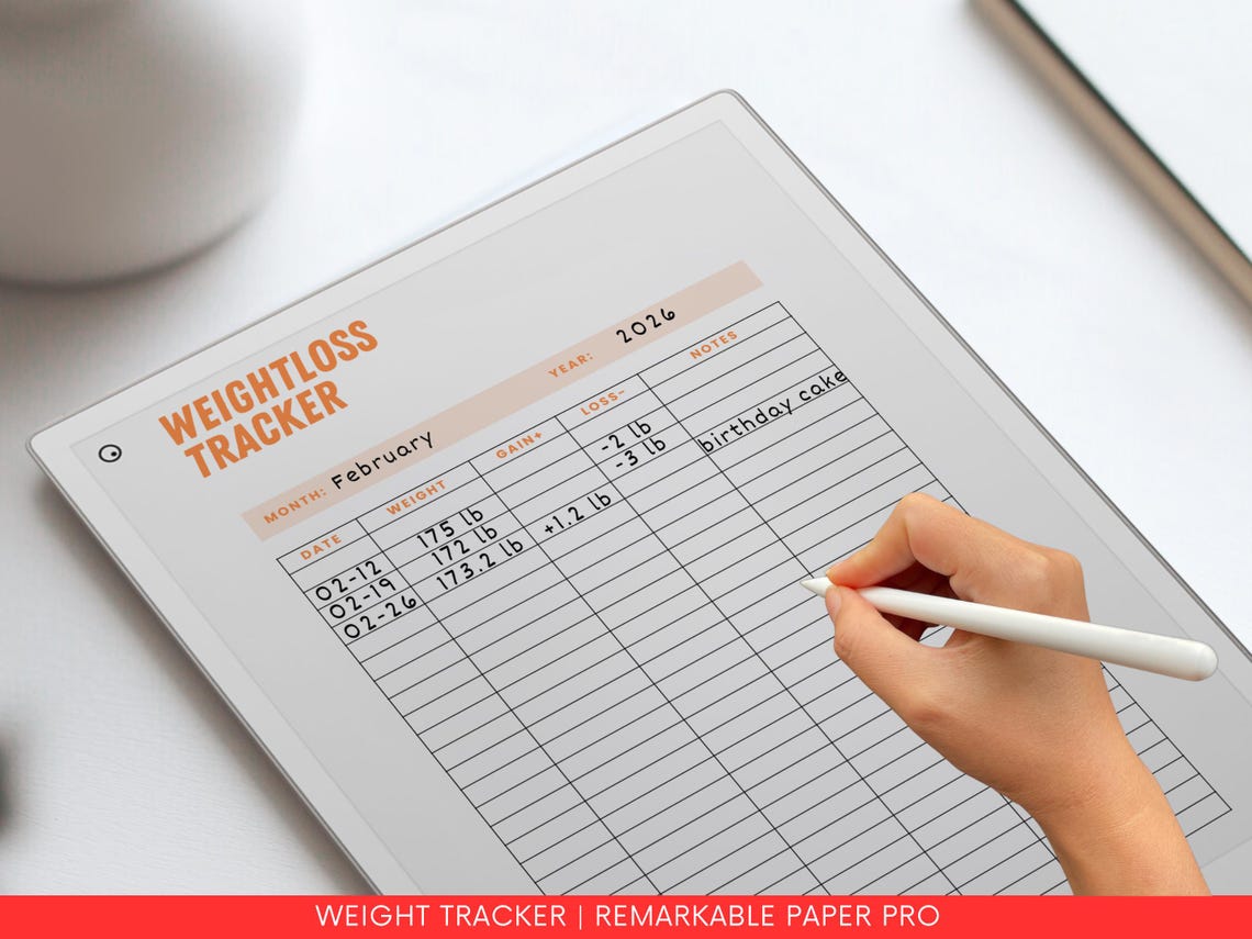 Weight Loss Tracker for Remarkable Paper Pro | Colored Remarkable ...