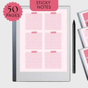 Note adesive Remarkable Paper Pro / Adesivi rosa per note adesive, Modelli per planner Remarkable Notebook, Barra degli strumenti minimalista per accessori