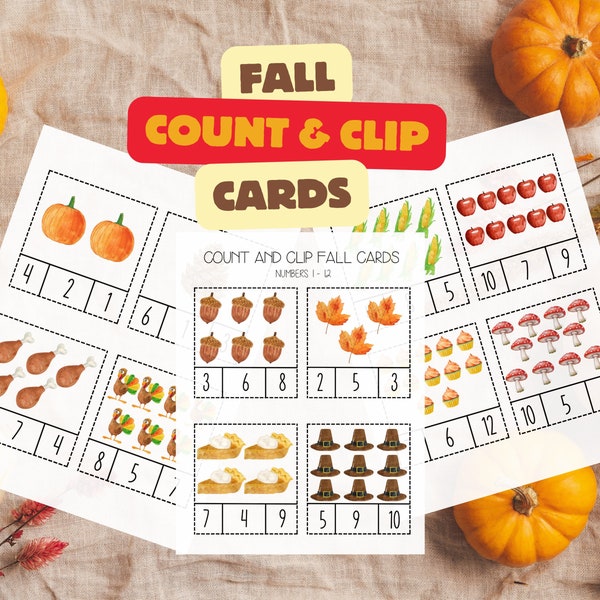 Fall Theme Count and Clip Cards