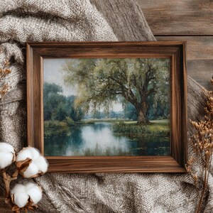 Printable Willow Tree Painting, Calm Nature Decor, Weeping Willow Print Cozy Farmhouse Wall Art, Transformative Teal Prints Digital Download image 11