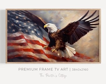 American Flag Frame TV Art, 4th of July TV Art, 4th of July Eagle, American Patriotic Art For TV, Independence Day Tv Art, Fourth of July