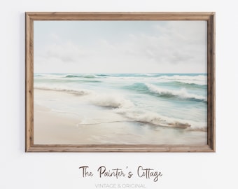 Ocean Waves Painting, Beachy Wall Art, Coastal Printable Ocean Art, Beach House Decor, Summer Beach Waves Print, Ocean Painting Print