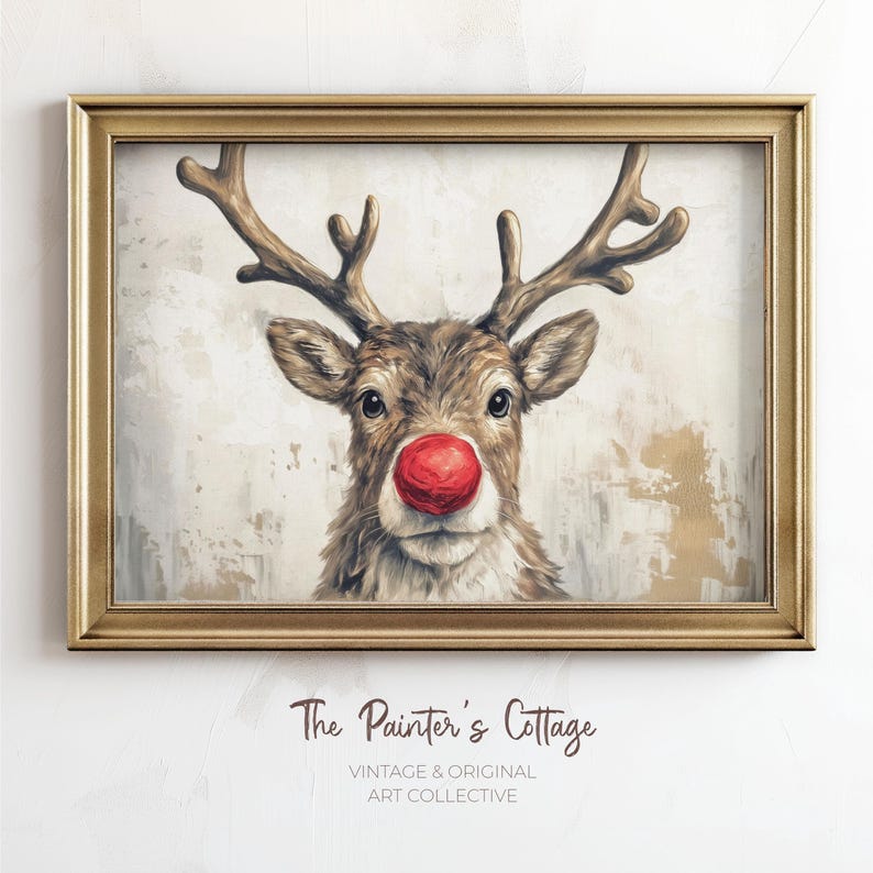 Rudolph the Red Nosed Reindeer Printable Wall Art, Cute Christmas Print ...