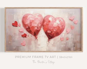 Valentines Day Frame TV Art, Romantic Tv Art, Samsung Frame Tv Art Valentines, Pink Valentine Hearts, Couple in Love, LG Frame Tv Art