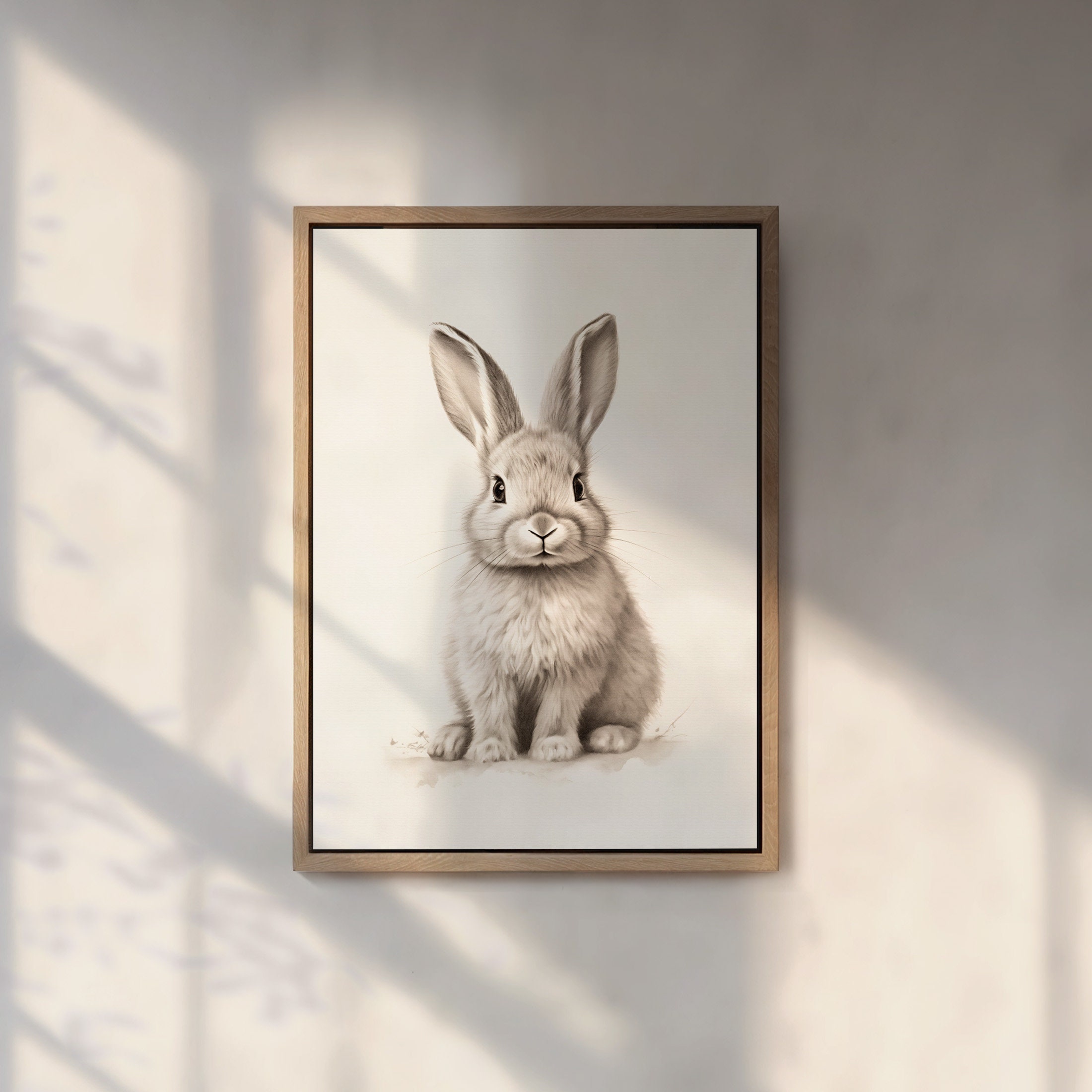 Cute Neutral Rabbit Cute Rabbit Drawing, Bunny Sketch Printable, Farmhouse Easter Decor ...