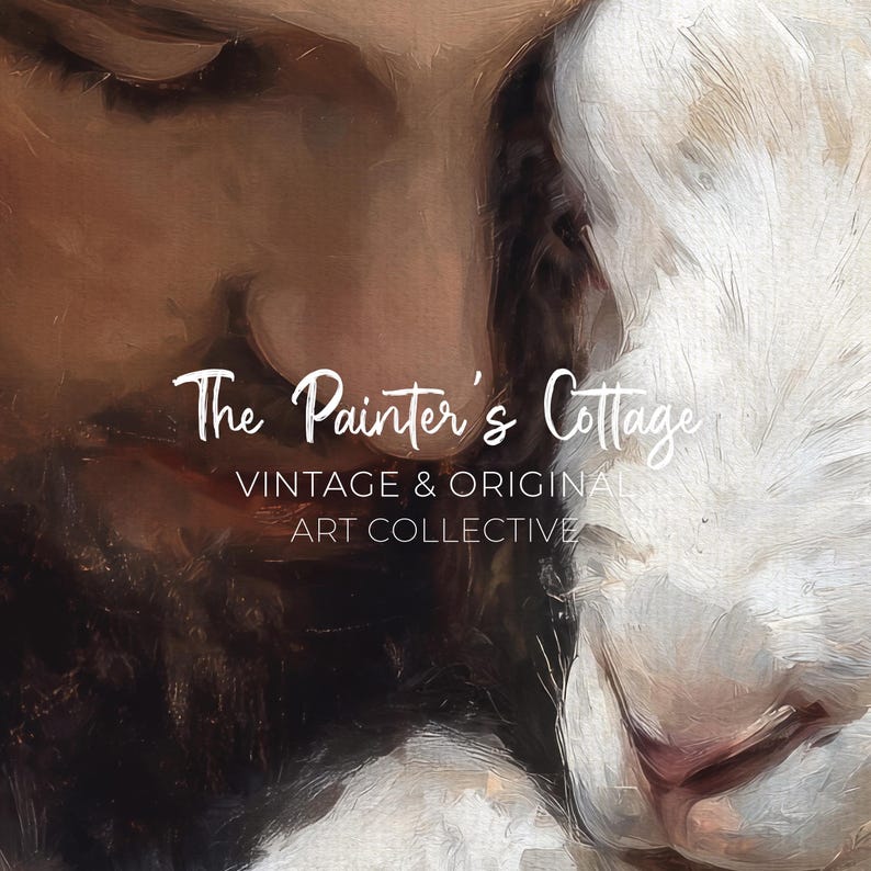 Pintura do Bom Pastor Jesus, Arte de Parede Bíblica para Cristãos, Impressões Religiosas: Jesus deixa as 99 ovelhas, Lucas 15:4-7, A Ovelha Perdida imagem 7