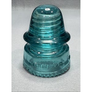 Vintage Hemingray 19 Aqua Teal Blue Glass Threaded Insulator Made in USA 4x3&quot;
