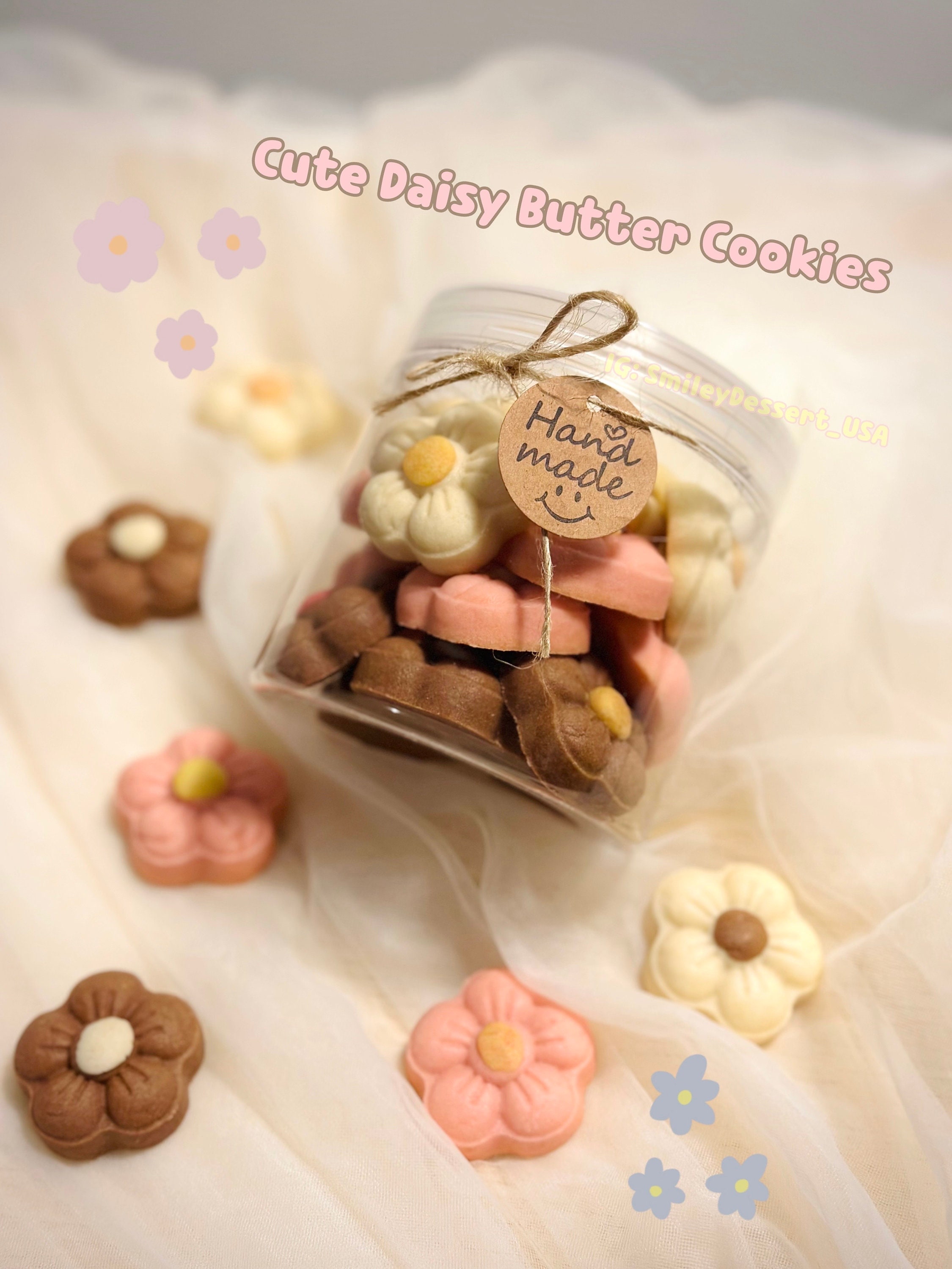 Cute Daisy Butter Cookies Homemade, Made to Order, Fresh Baking, Pure