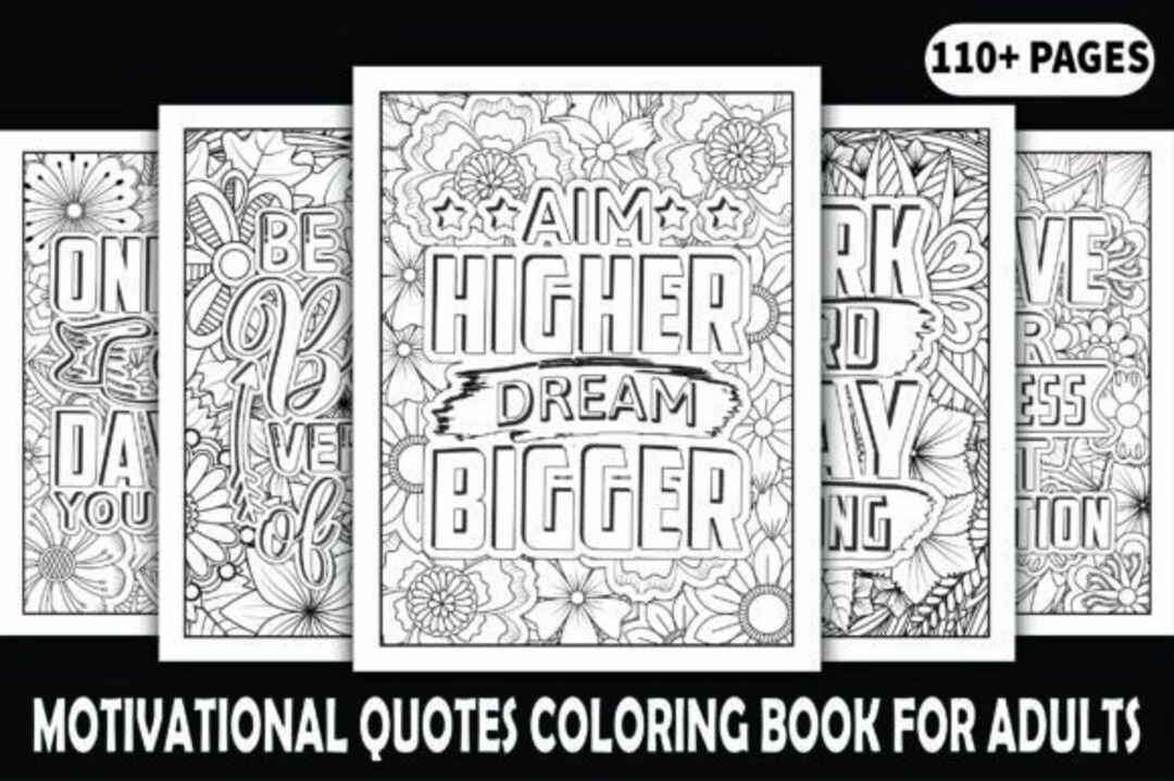 100 Motivational Quotes Coloring Book Digital PDF - Etsy