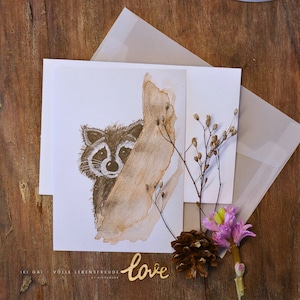 Postkarte Waschbär
