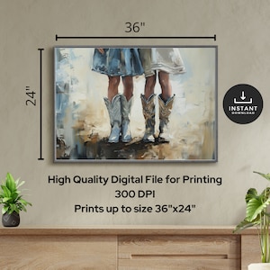 Companionship in Boots Cowboy Boot Watercolor Illustration, Instant Download, 36x24 Wall Art Graphic, Farm House decor, cowboy boot wall art