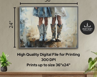 2 Poster Su Tela ZARTMYY Con Stivali Da Cowgirl Rosa – Stile Retrò Western, 30x40 Cm, Senza Cornice – Decorazione Parete Per Camera Ragazza