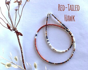 Red-tailed hawk - 19" glass bead necklace.