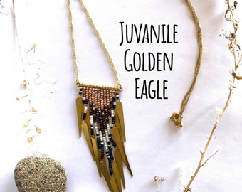 Aquila reale giovanile - frangia di perle di vetro da 25&quot;, nappa, collana.