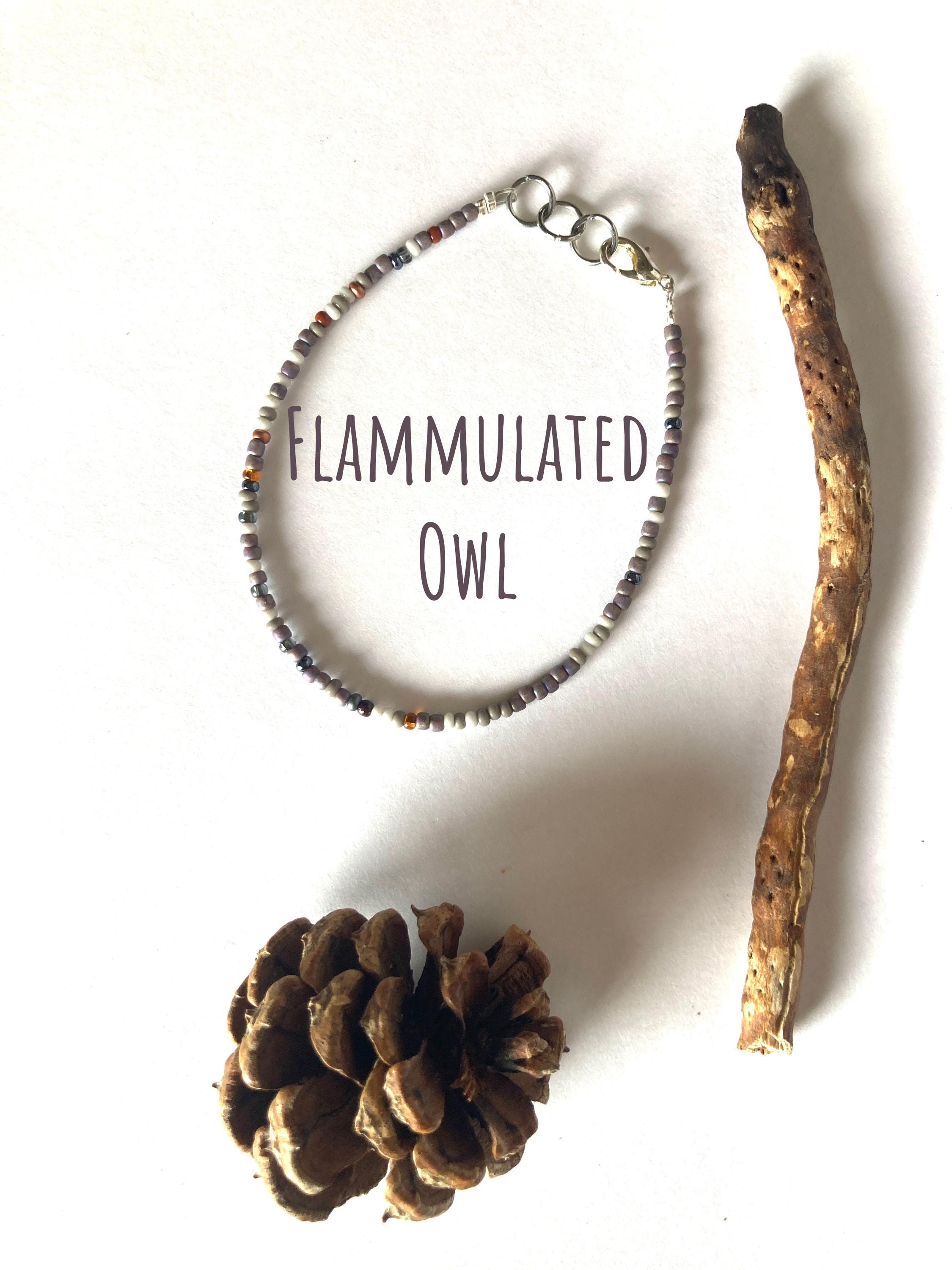 Flammulated Owl - one strand, glass bead bracelet