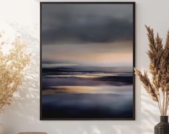 Lámina de arte abstracto de paisaje / Reflejo dorado minimalista (descarga digital)