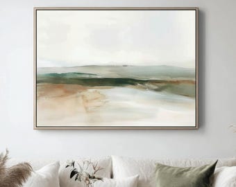 Neutral Watercolor Landscape Print, Japandi Earth Tones (Digital Download)