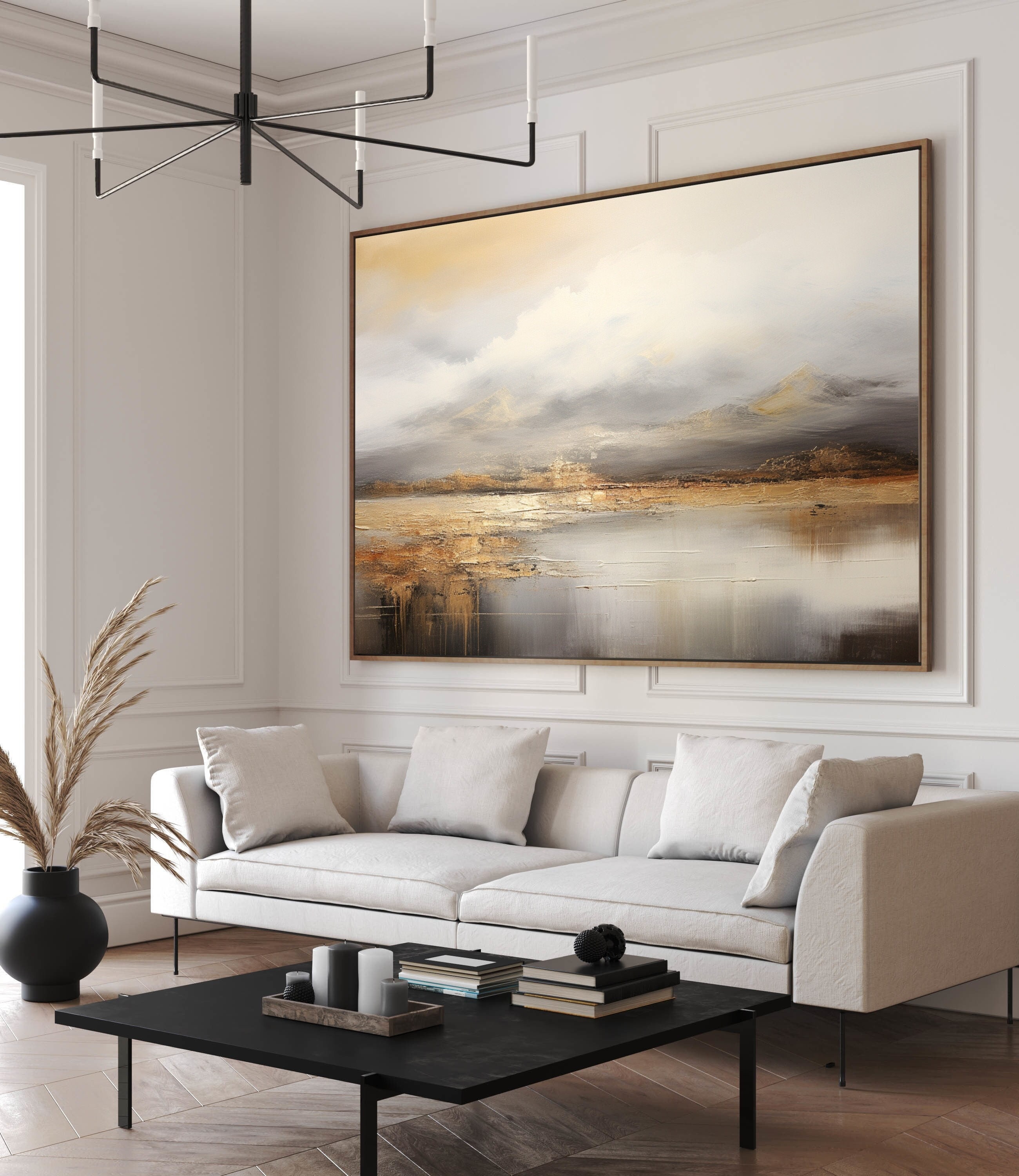 Abstract Landscape Painting, Large Canvas Art, Neutral Wall Art, Modern ...