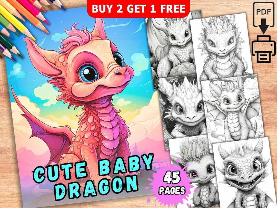 45 Printable Dragon Coloring Pages Printable Dragon Coloring Etsy