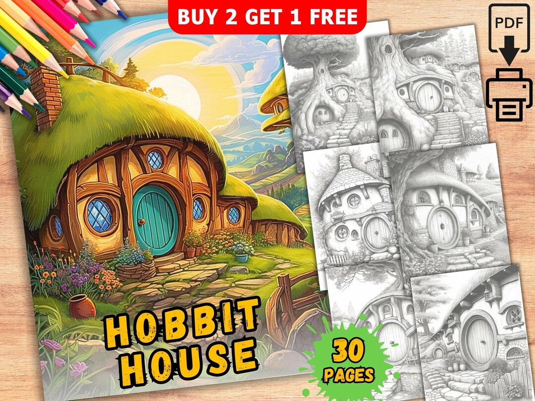 30 Hobbit House Coloring Pages Printable Houses Coloring - Etsy