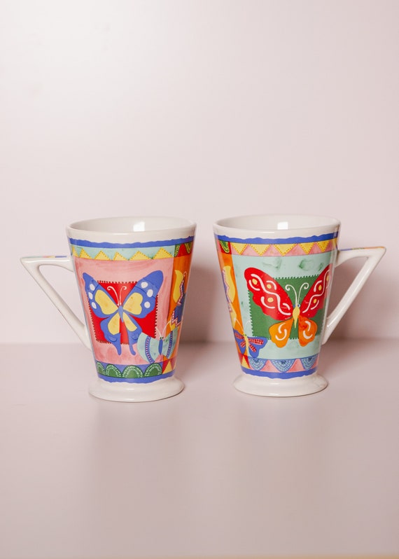 Vintage Style Eyes By Baum Bros Butterfly Mug Set of 2