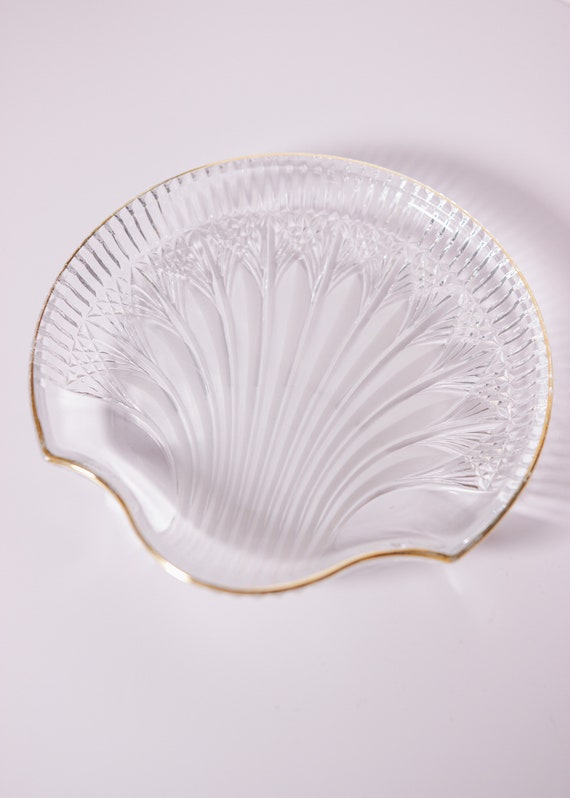Vintage Seashell Glass Trinket Dish