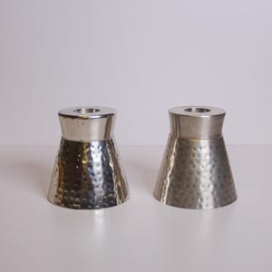 Vintage Chrome Reversible Candle Holders - Set of 2