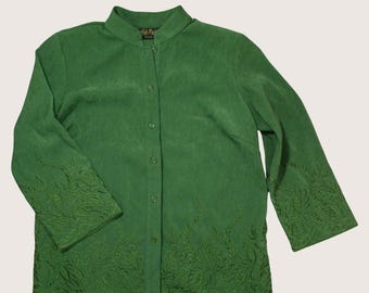 Vintage Bob Mackie Green Embroidered Blouse Jacket