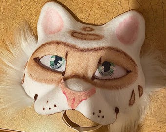 Máscara de gato hecha a mano: disfraz cómodo, ojos transparentes