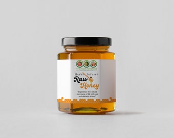 Organic Herbal Infused Raw Honey | Natural Handcrafted Sweetness | 4 oz. Jar | Artisan Honey Gift