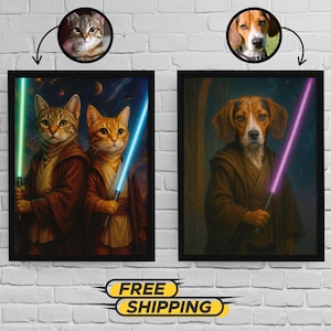 Ritratto personalizzato di Jedi in stile Star Wars, poster o tela digitale e stampa personalizzati