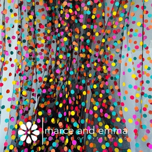 Polkadot Multicolor Mesh Rainbow Dot Fabric for Tutu Dress Bachelorette Party Veil Fabric DIY Custom Dress Netting Dotted Tulle Veil Fabric