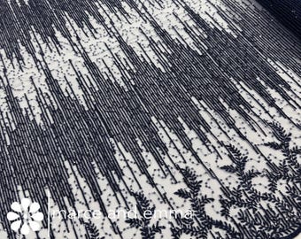 Navy Embroidered Sequin Mesh Fabric Luxury Abstract Tulle by the Yard for Dresses Gowns Event Decor and Couture Sewing Costume Designer