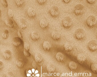 Camel Gold Dot Minky Fabric by the Yard Smooth Minkie Fabric for Baby Blanket Dimple Soft Fur Minky for Crafts Stuffed Toy Polkadot Fabric