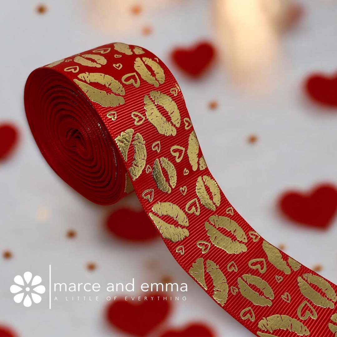 Red Grosgrain Lipstick Kiss Ribbon 1.5 Inch Wide for Gift Bows ...
